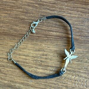 Rope Angel Charm Black Bracelet Stainless Steel